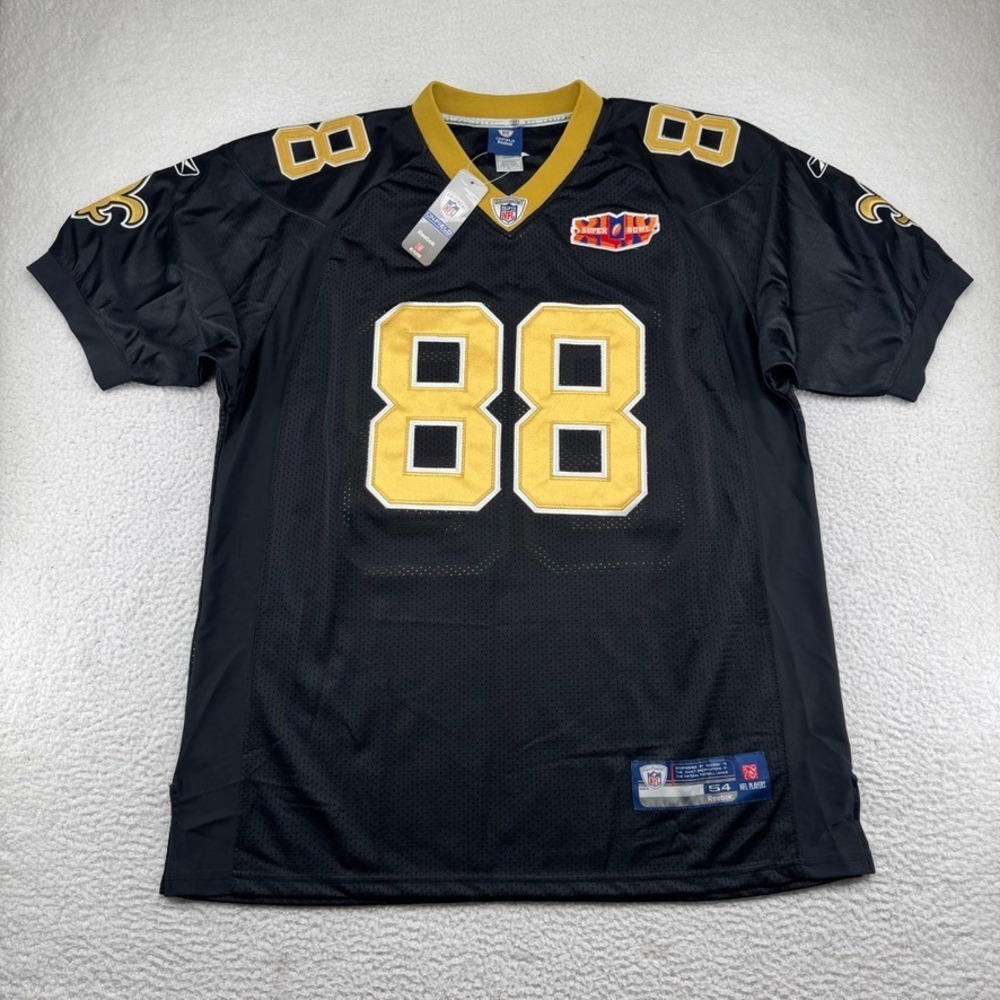 NWT Reebok New Orleans Saints Jeremy Shockey Super Bowl Jersey Men 54 Black Sewn